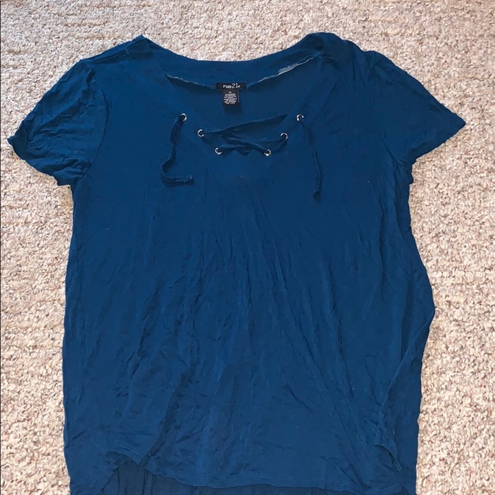 Blue flowy laced top